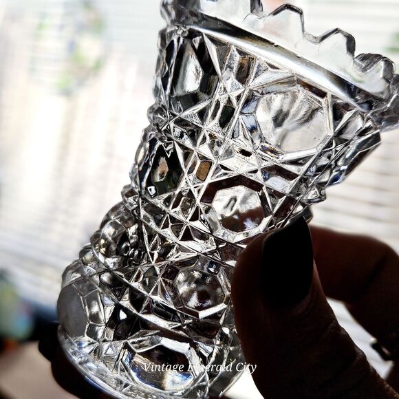 Vtg Clear 1970's Anna hütte 24% Lead Crystal Toothpick Mini Vase West Germany - Picture 2 of 13
